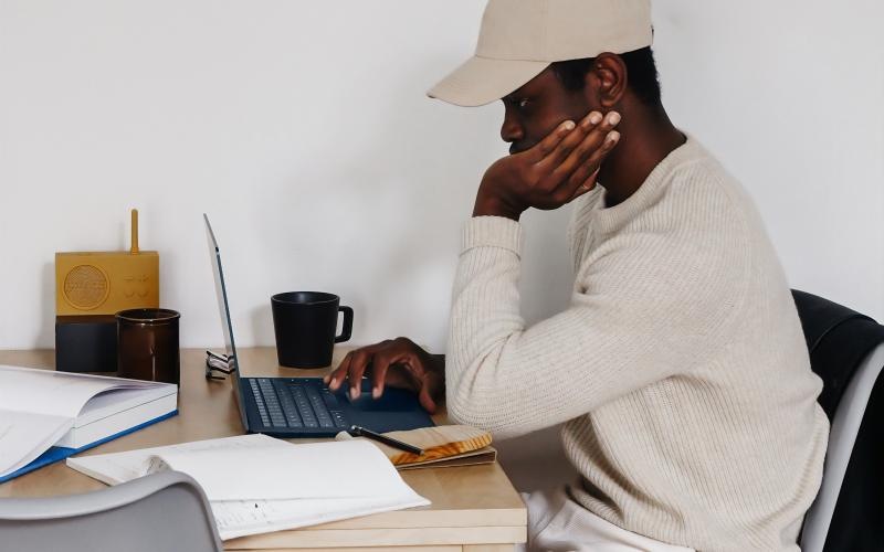 a person sitting at a desk